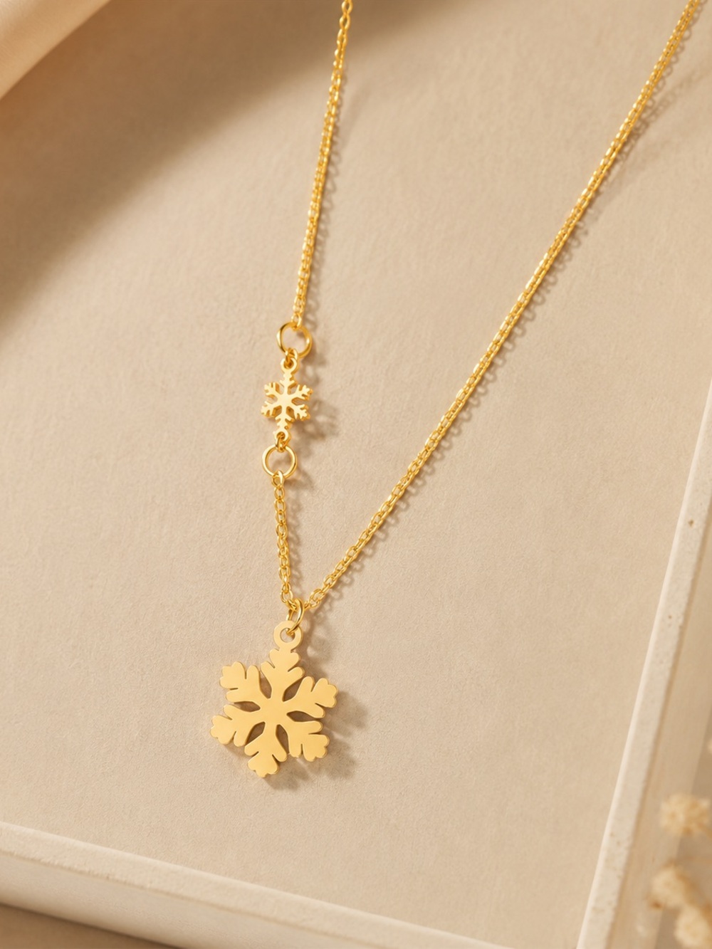 Gold Snowflake Pendant Necklace - Women Jewelry